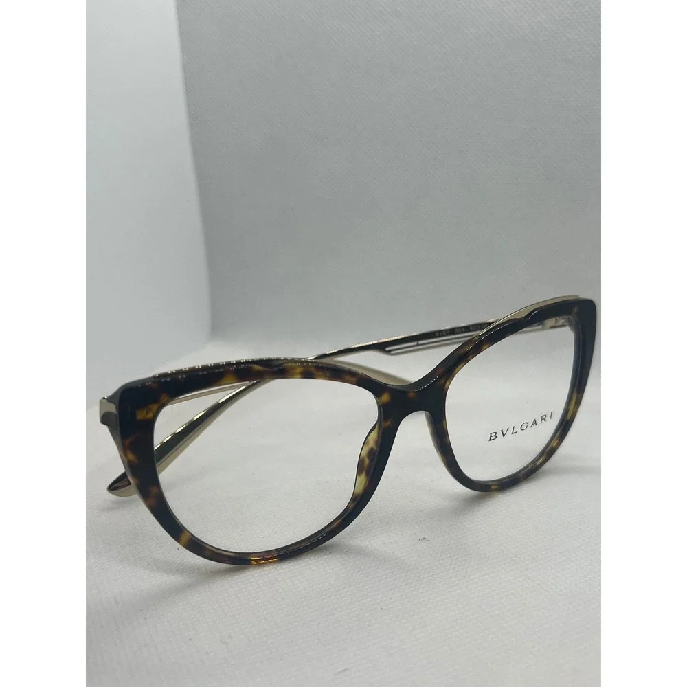 Bvlgari 4181 Eyeglasses Womens Dark Havana Tortoise Gold Cat Eye Frames 504 53mm